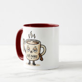 Café Awake Cute Sleepy Coffee Mascot Illustration Mok (Voorkant links)