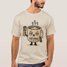 Café Awake Schattige Slaapdronken Koffie Mascotte T-shirt