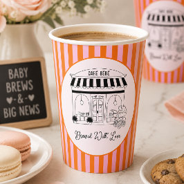 Café Baby Shower | Paris Café | Café Bébé Papieren Bekers