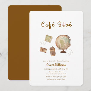 Café Bébé Avontuur Wereldbol Koffie Babyborrel Kaart