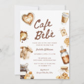 Cafe Bebe Baby Is Brewing Coffee Brown Baby Shower Kaart (Voorkant)