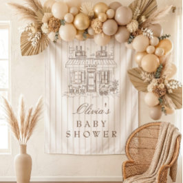 Café Bébé Baby Shower Achtergrond Coffee Neutraal Wandkleed