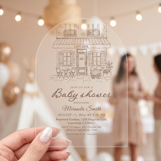 Cafe Bebe Baby Shower Acryl Uitnodigingen