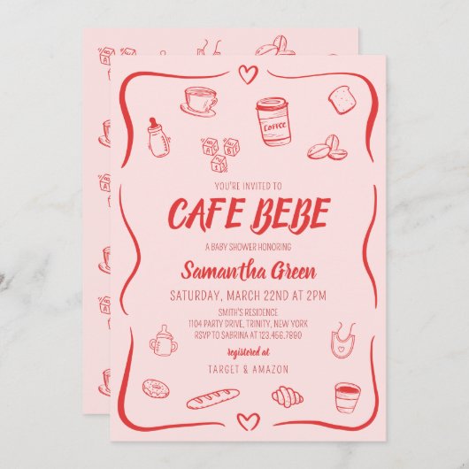 Cafe Bebe Baby shower Kaart (Voorkant / Achterkant)