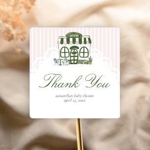 Cafe Bebe Baby Shower Koffie  Vierkante Sticker