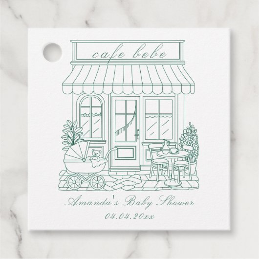 Cafe Bebe Bonjour Baby Shower Bedankjes Labels (Voorkant)