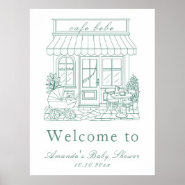 Cafe Bebe Bonjour Baby Shower Poster