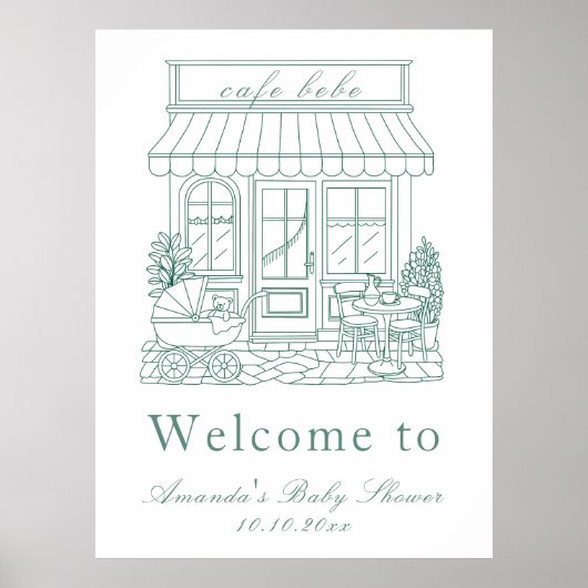 Cafe Bebe Bonjour Baby Shower Poster (Voorkant)