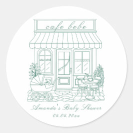 Cafe Bebe Bonjour Baby Shower Ronde Sticker