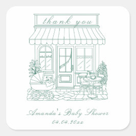 Cafe Bebe Bonjour Baby Shower Vierkante Sticker
