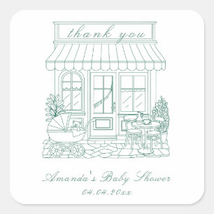 Cafe Bebe Bonjour Baby Shower Vierkante Sticker