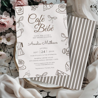 Cafe Bebe Brown Boog Baby Shower  Kaart