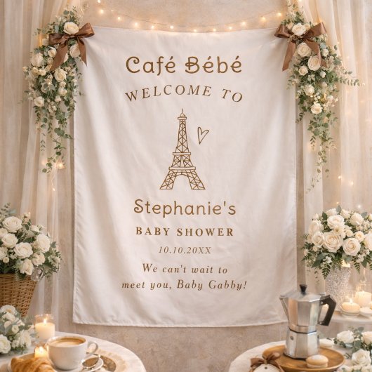 Cafe Bebe Coffee Baby Shower Fabric Welcome Sign Wandkleed