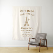 Cafe Bebe Coffee Baby Shower Fabric Welcome Sign Wandkleed (In situ)