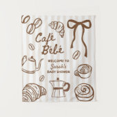 Cafe Bebe Coffee Baby Shower Feest Achtergrond, Ba Wandkleed (Voorkant)