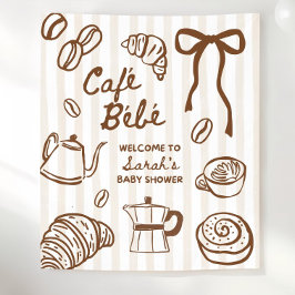 Cafe Bebe Coffee Baby Shower Feest Achtergrond, Ba Wandkleed