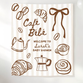 Cafe Bebe Coffee Baby Shower Feest Achtergrond, Ba Wandkleed