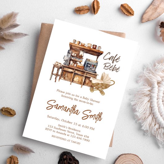 Cafe Bebe Coffee Baby shower Kaart
