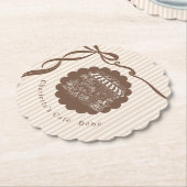 Cafe Bebe Coffee Bow Stripes Baby Shower Kartonnen Onderzetters (Gekanteld)