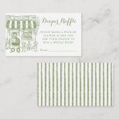 Cafe Bebe Diaper Raffle Ticket | Baby Shower Informatiekaartje (Voorkant / Achterkant)