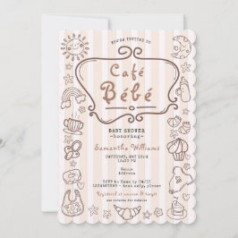 Café Bébé Frans modern genderneutraal Baby shower Kaart