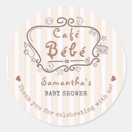 Café Bébé Frans modern genderneutraal Baby shower Ronde Sticker
