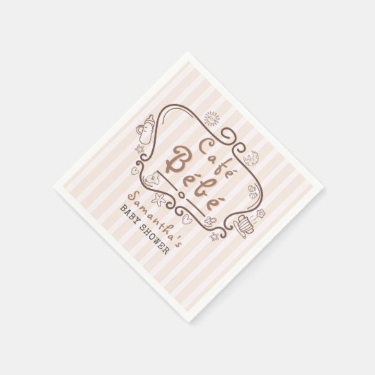 Café Bébé Frans modern genderneutraal Baby shower Servet (Hoek)