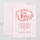 Café Bébé Frans Modern Roze Rood Meisje Baby showe Bedankkaart (Voorkant / Achterkant)