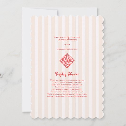 Café Bébé Frans Modern Roze Rood Meisje Baby showe Kaart (Achterkant)