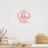 Café Bébé Frans Modern Roze Rood Meisje Baby showe Poster (Keuken)