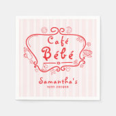 Café Bébé Frans Modern Roze Rood Meisje Baby showe Servet (Voorkant)