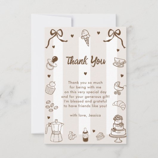 Café Bébé Franse handgetekende babyshower bedankt (Voorkant)