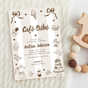 Café Bébé Franse handgetekende koffie baby shower Kaart