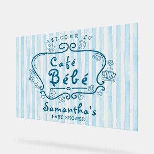 Café Bébé French Blue Boy Baby shower Welkom Acryl Bord