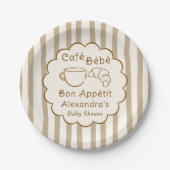 Cafe Bebe French Coffee Personalized Baby Shower Papieren Bordje (Voorkant)