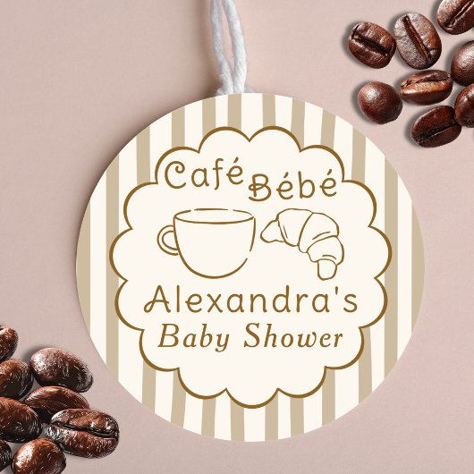 Cafe Bebe French Coffee Personalized Baby Shower Ronde Sticker