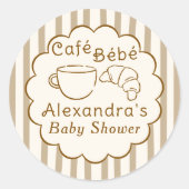 Cafe Bebe French Coffee Personalized Baby Shower Ronde Sticker (Voorkant)