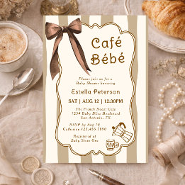 Cafe Bebe French Coffee Shop Themed Baby Shower Kaart