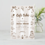 Café Bébé French Hand Drawn Coffee Baby Shower Kaart (Staand voorkant)