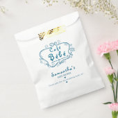 Café Bébé French Modern Schattige Blue Boy Baby sh Bedankzakje (Gezegeld)