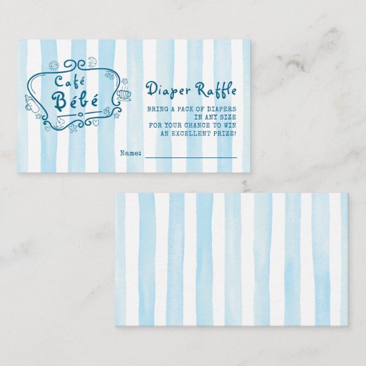 Café Bébé French Modern Schattige Blue Boy Baby sh Informatiekaartje (Voorkant / Achterkant)