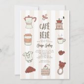 Cafe Bebe Geslacht Neutrale Baby Shower Uitnodigin Kaart (Voorkant)