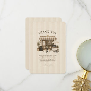 Cafe bebe geslacht neutrale bruine babyshower bedankkaart