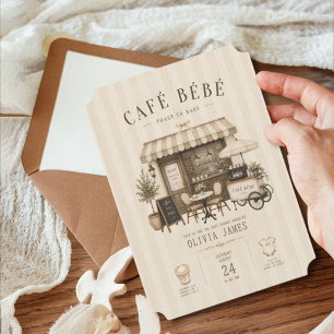 Cafe bebe geslacht neutrale bruine babyshower kaart