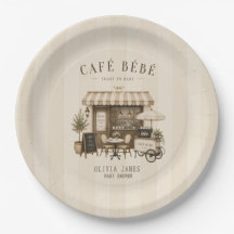 Cafe bebe geslacht neutrale bruine babyshower
