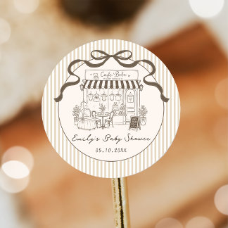 Cafe Bebe Geslachtsneutrale Boog Baby Shower Stick Ronde Sticker