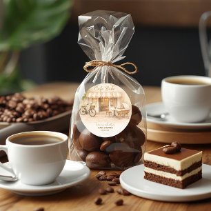 Cafe Bebe Geslachtsonzijdige Elegante Bruine Babyb Ronde Sticker