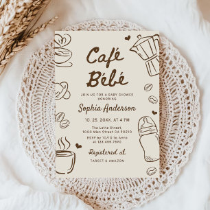 Cafe Bebe Hand Getekende Koffie Baby Shower Kaart