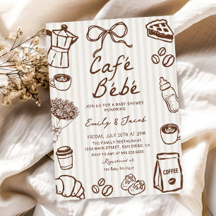Cafe Bebe Hand Getekende Koffie Baby Shower Uitnod Kaart