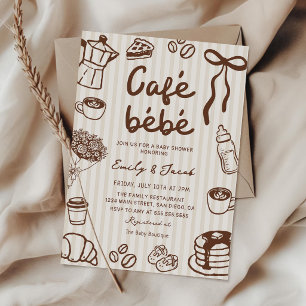 Cafe Bebe Hand Getekende Koffie Baby Shower Uitnod Kaart